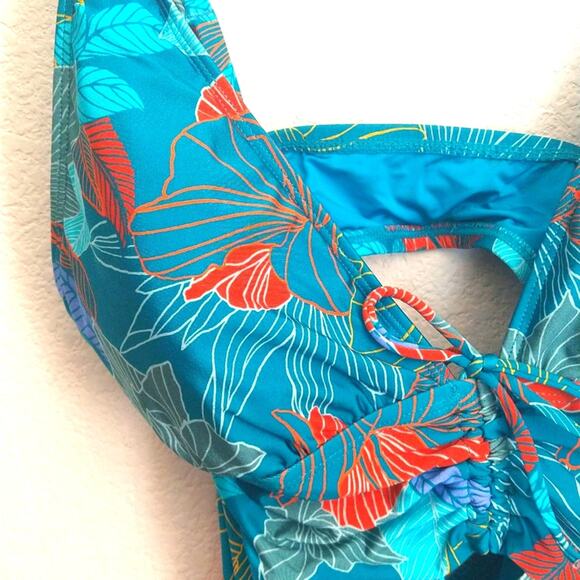 NWT Kenneth Cole Tropical Floral Tummy Toner One Piece Swimsuit Size Medium - Picture 4 of 10